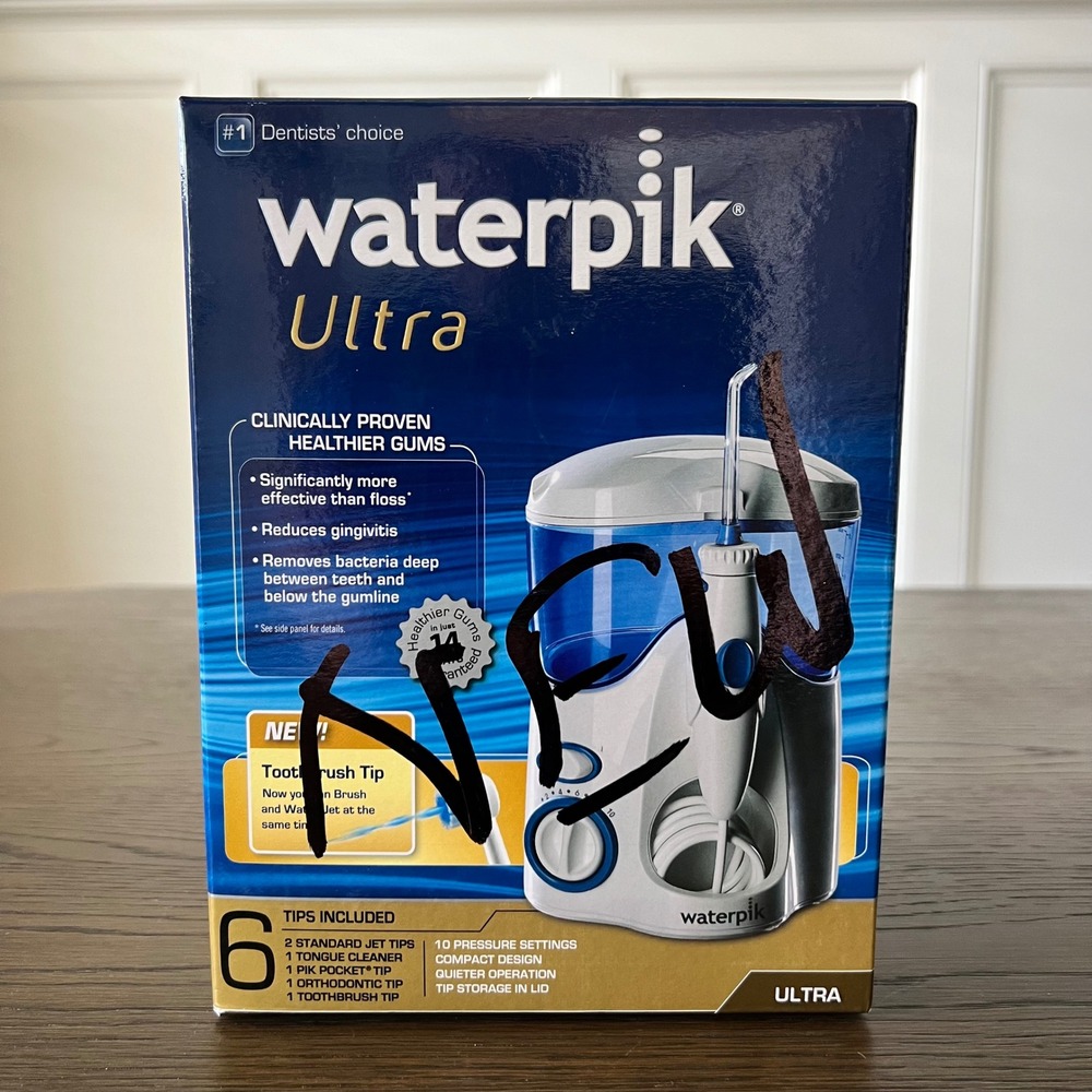 Waterpik Ultra Dental Water Jet WP-100W White Blue 10 Settings 6 Tips New Box